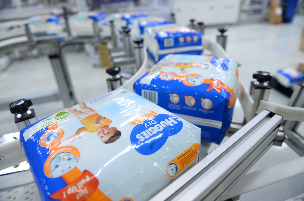 Huggies diaper pants produced at Kimberly-Clark’s new manufacturing line at Tuas, Singapore.